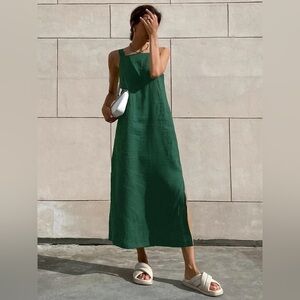 Minimalism Cotton LINEN Cami Long Dress. 
SAYS SZ LG BUT FITS LIKE A MEDIUM/LG